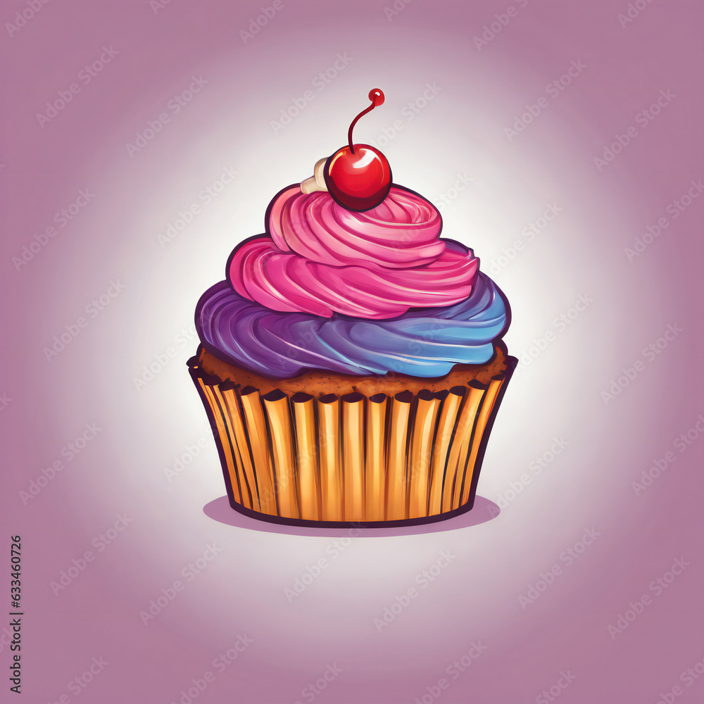 Cupcake illustration, detailed, vibrant colors Cupcake illustration, detailed, vibrant colors