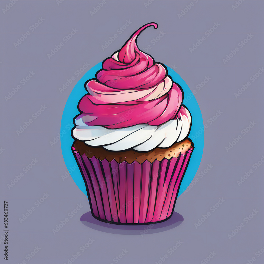 Cupcake illustration, detailed, vibrant colors Cupcake illustration, detailed, vibrant colors