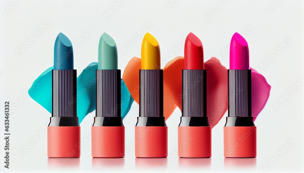 Obraz premium colorful lipsticks isolated on a white background. Generative in ai