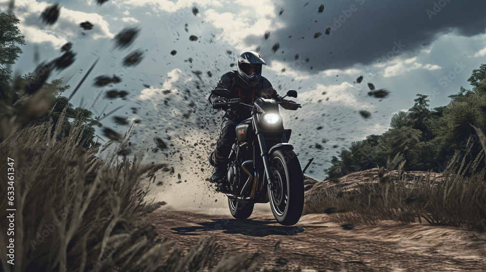 Obraz premium Biker Staring Wheelie 