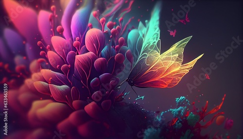 colorful leaves and fairy Colors Background. Generative in ai