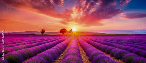 A natural lavender landscape - Generative AI photo
