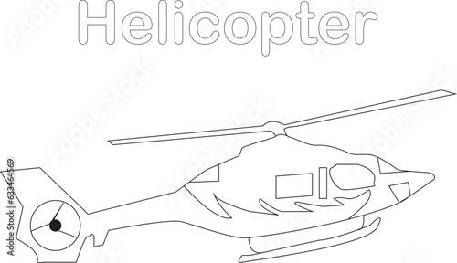 Fotografie, Tablou helicopter vector 
Helicopter coloring page 
 helicopter drawing line art vector illustration