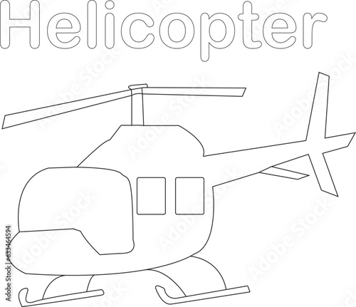 Vászonkép Helicopter coloring page 
 helicopter drawing line art vector illustration