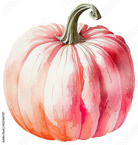 Pink Autumn Watercolor pumpkin
