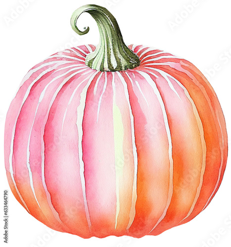 Pink Autumn Pumpkin Watercolor
