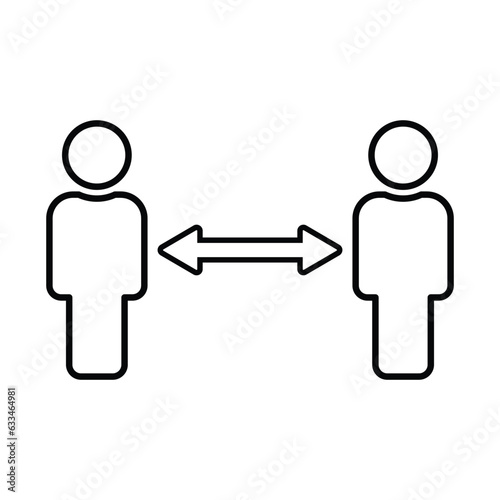 Social Distancing Sign Icon In Outline Style