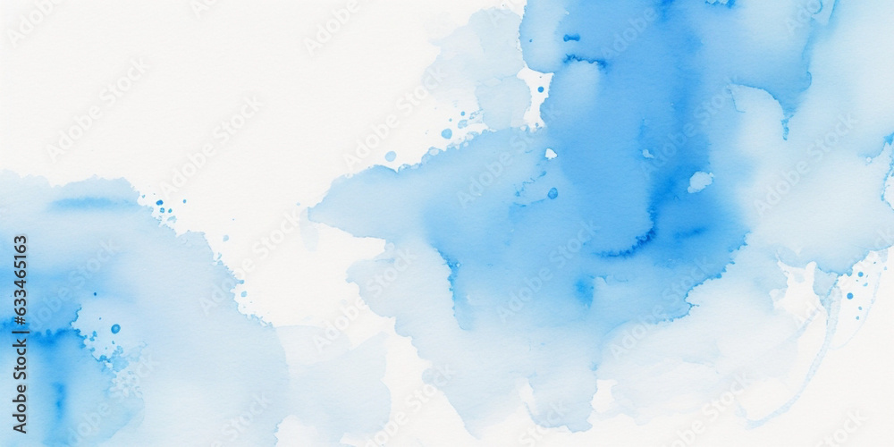 abstract soft brush painted white and blue watercolor background.