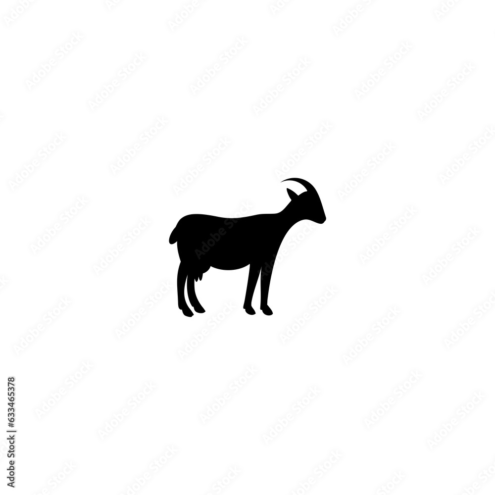 Goat icon goat silhouette isolated on white backgrounde