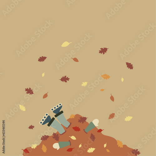 a man on roller skates lies in a pile of foliage, falling into the leaves, an error page, autumn