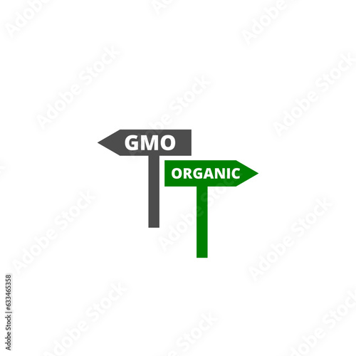  GMO ogranic sign  isolated on white background