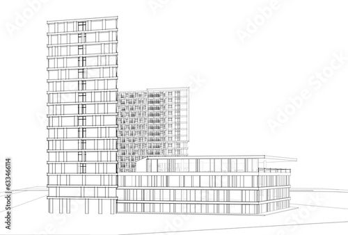 Modern building architectural 3d illustration