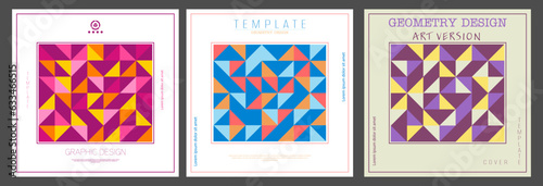 A set of cover, booklet or brochure design templates. The idea of an individual geometric style of interior decoration and creative design. A variant of the corporate corporate identity.