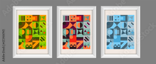A wall design template made of a seamless pattern of geometric shapes. The idea for the design of the cover, poster, interior, wallpaper and backgrounds