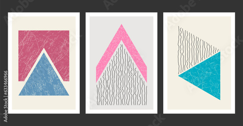 A set of hand-drawn paintings for interior design of premises. Minimalist geometry designs for prints, paintings, posters and creative ideas in an abstract style