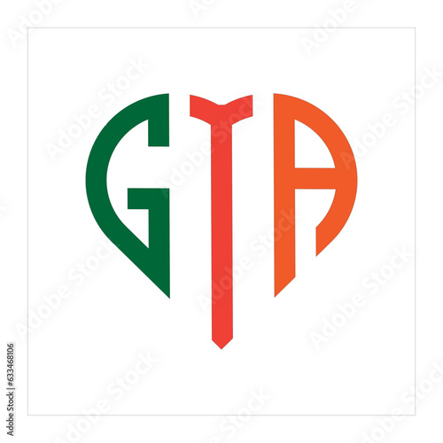 Initial GTA letter luxury beauty flourishes ornament monogram logo Swoosh Letter Logo Design for business and company identity. Water Wave GTA Logo with modern trendy