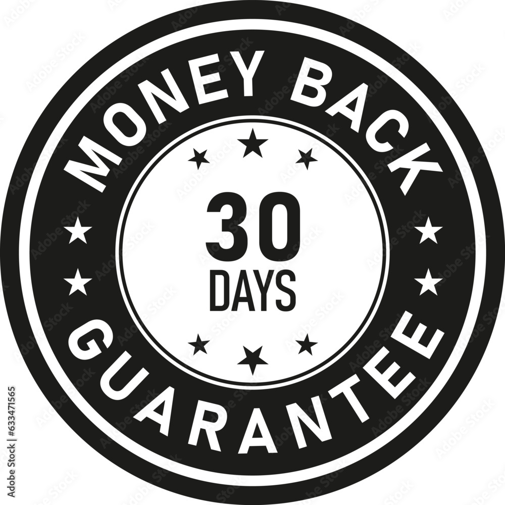 30 day money back guarantee label, badges.