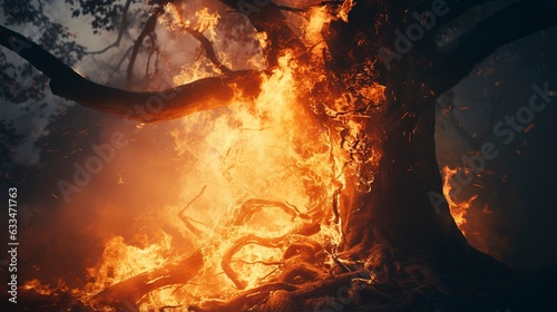 Vászonkép "Nature's Fury Unleashed: Dramatic visuals portraying the untamed power of forest fires as they engulf areas in flames