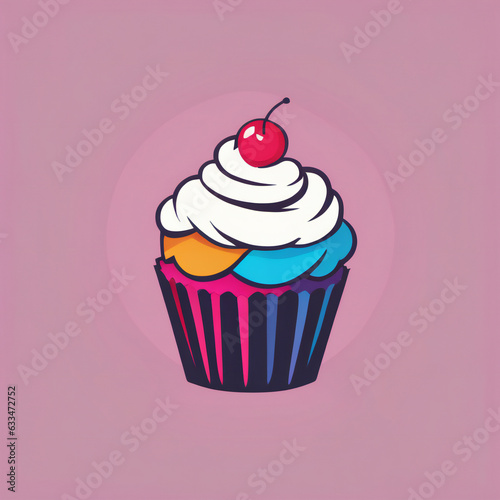 Cupcake illustration  minimalist  vibrant colors