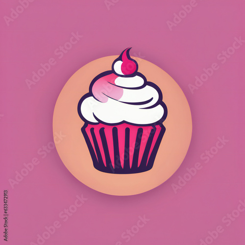Cupcake illustration  minimalist  vibrant colors