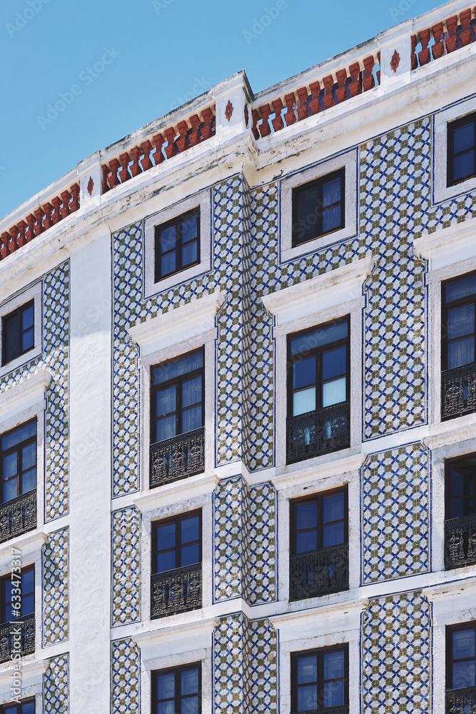 A tile covered facade of Alfama, Lisbon.