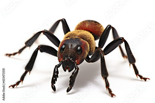 Close-up of a black ant isolated on a white background