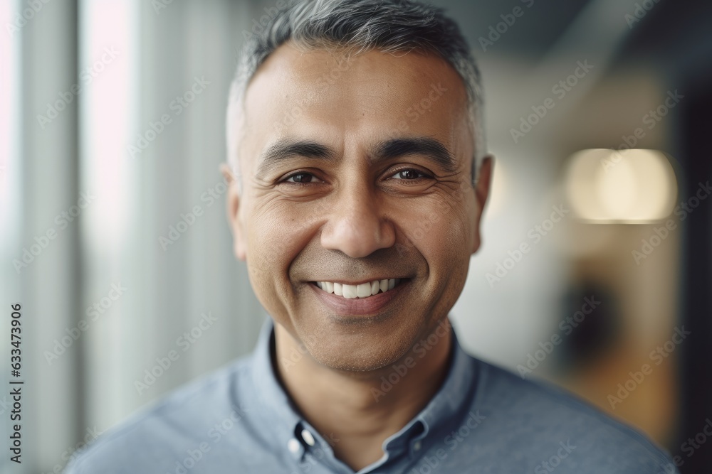 Middle aged businessman of arab ethnicity smiling in a modern office and looking at camera Middle aged businessman of arab ethnicity smiling in a modern office and looking at camera