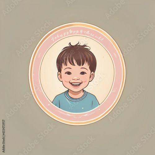 Happy child illustration, detailed, pastel colors