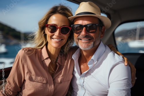 Caucasian perfect couple smiling on vacation Luxury travel concept. People vacation concept © aboutmomentsimages