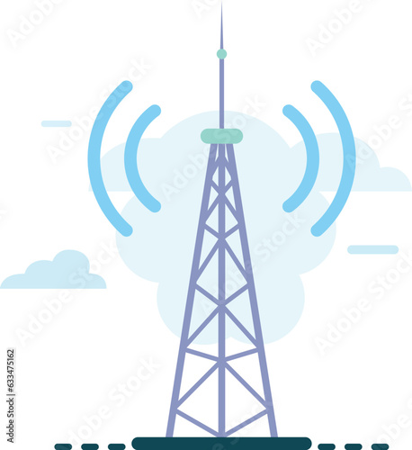 Radio tower broadcasting radio signal stock vector illustration, radio Antenna ,Lattice tower , Television tower , Telecom infrastructure sharing Transmitter station stock vector image