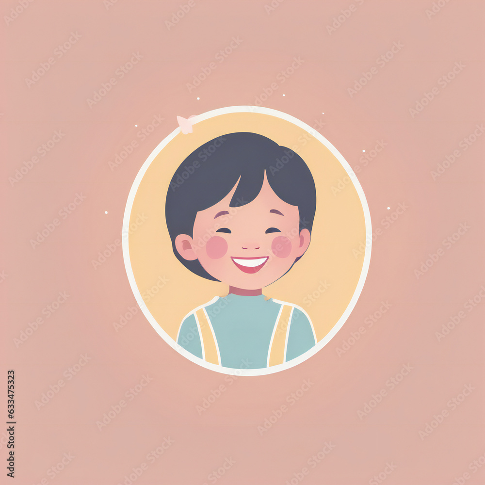 Happy child, minimalist, pastel colors