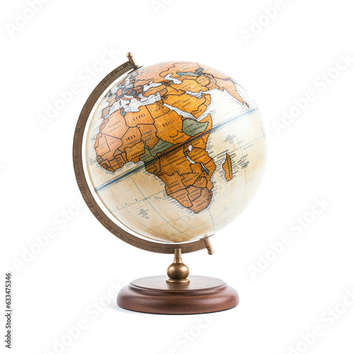 Model globe on transparent background for teaching geography