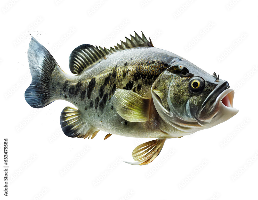 Bass fish on transparent background - obrazy, fototapety, plakaty 