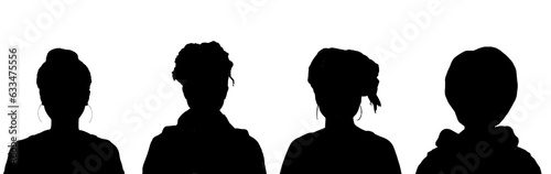 Collection of various human silhouettes on transparent background.