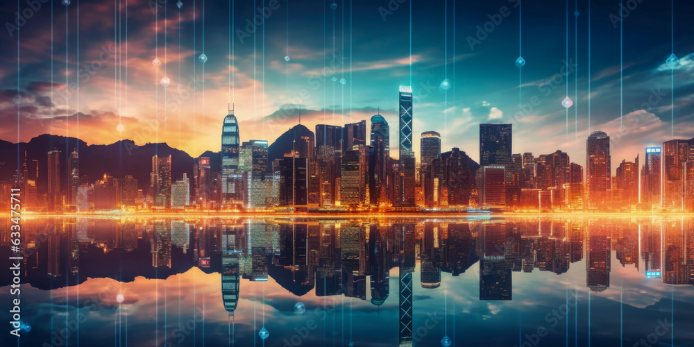 Skyscrapers and future constructions in a big city - Generative AI Skyscrapers and future constructions in a big city - Generative AI