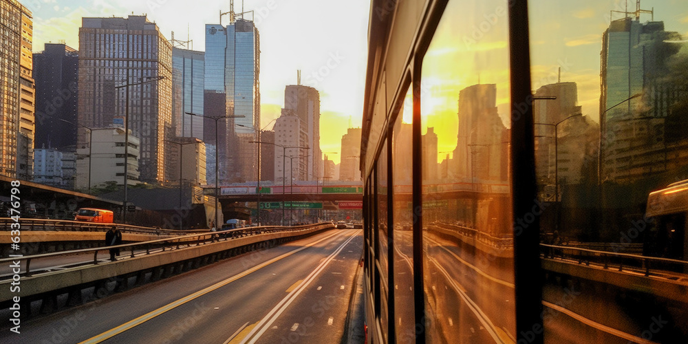 Naklejka premium Hong Kong transportation system - Generative AI