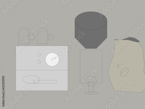 coffee machine coffe beans and grinder