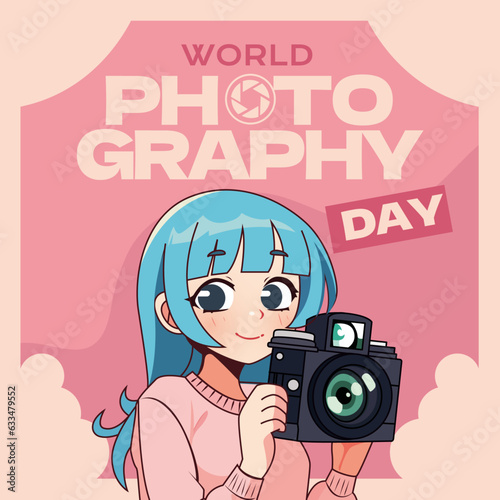 World photography day vector anime girl