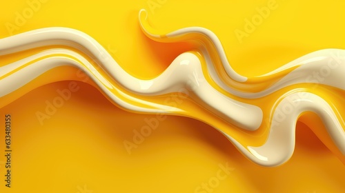 colorful abstract visual of yellow fluid or liquid with reflections