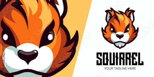 Fototapeta Naklejka Na Ścianę i Meble -  Dynamic Squirrel Mascot: Unleash Team Spirit with a Modern Sport Logo, Badge, and T-shirt Design