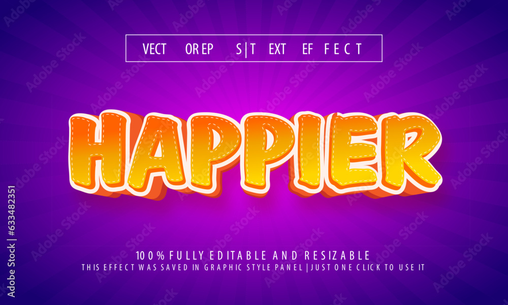 Happier Text Effect or Vector Text Effect and Editable Text Style Happier Text Effect or Vector Text Effect and Editable Text Style