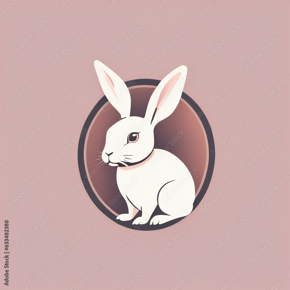 Fototapeta premium Rabbit illustration, minimalist, pastel colors