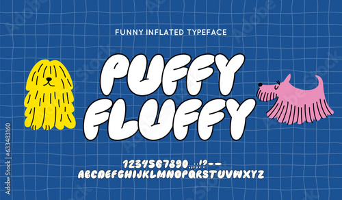 Retro Inflated Font. Funny Typeset in Y2k Graffiti Style. Vector Bubble Gum Alphabet. Cute Letters Kids Book Cartoon Aesthetic