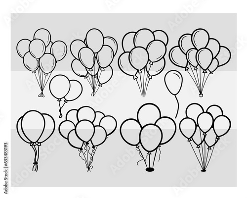 Balloons Svg, Balloons Silhouette, Calloons Online, Happy Birthday Svg, Images Of Balloons, Svg Balloons, Balloons Vector Image, Air Balloon Svg, Balloon Svg Images, Birthday Balloons, Balloons Png, C