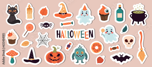 A set of stickers for halloween