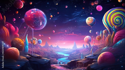 Fotografie a painting of a fantasy landscape with a stream of water