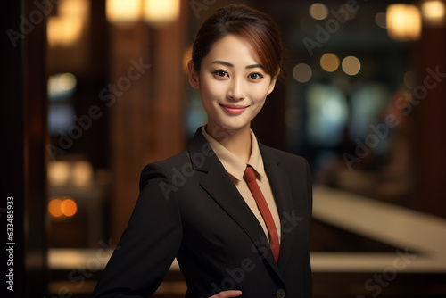 Welcoming with a Smile  Portrait of a Young Asian Woman Hotel Receptionist