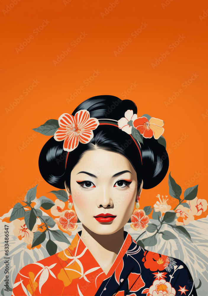 Stylish portrait of an Asian woman in tradition modern style