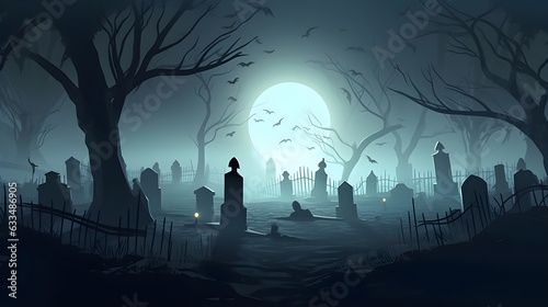 scary cemetery halloween background generative art