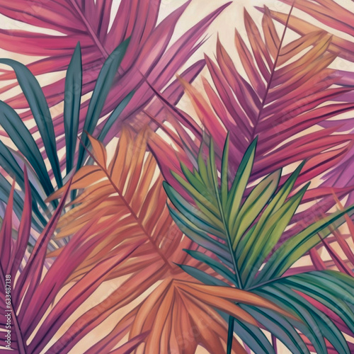 Jungle Elegance: Watercolor Tropical Leaves Pattern with Artistic Flair, Generative AI
